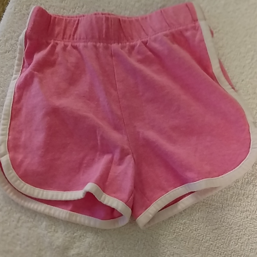 Little girls pink and white shorts